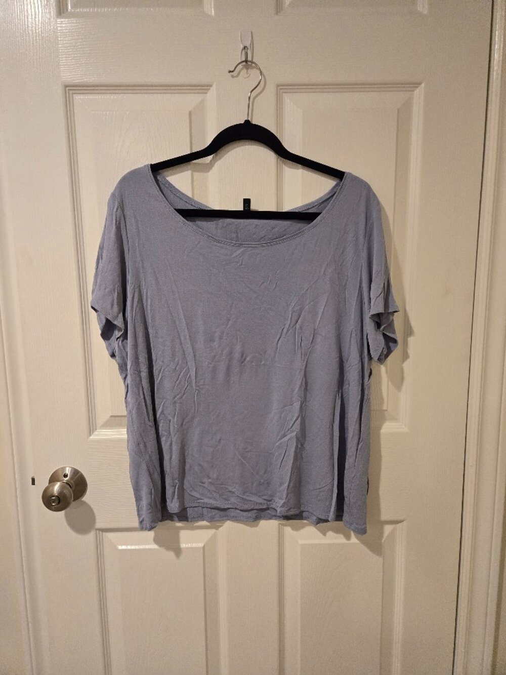 Eileen Fisher Silk Scoopneck T-Shirt Blue 1X